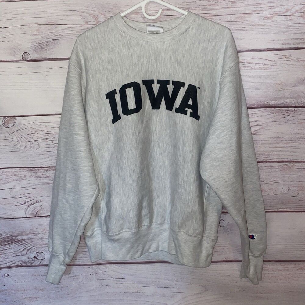 Vintage Champion Reverse Weave Iowa Hawkeyes Sweatshirt Mens M Gray Crewneck
